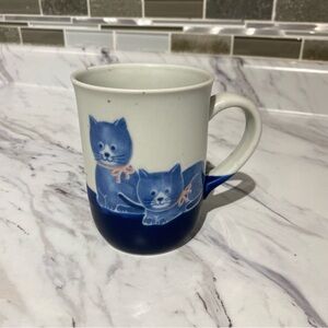 Vintage Otagiri stoneware mug Cats and Kittens Coffee Cup Tea Japan hand painted